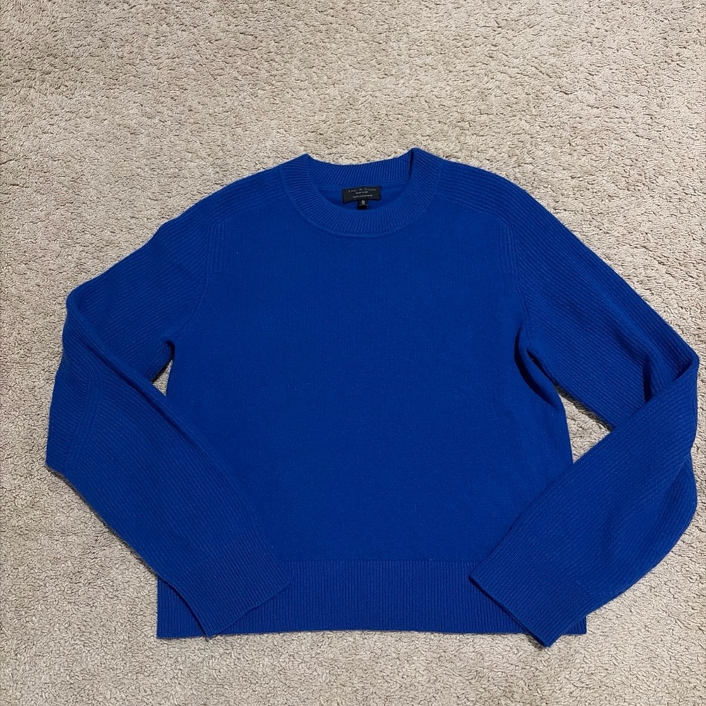 Womens Rag & Bone Blue 100% Cashmere Pullover Sweater Size Medium